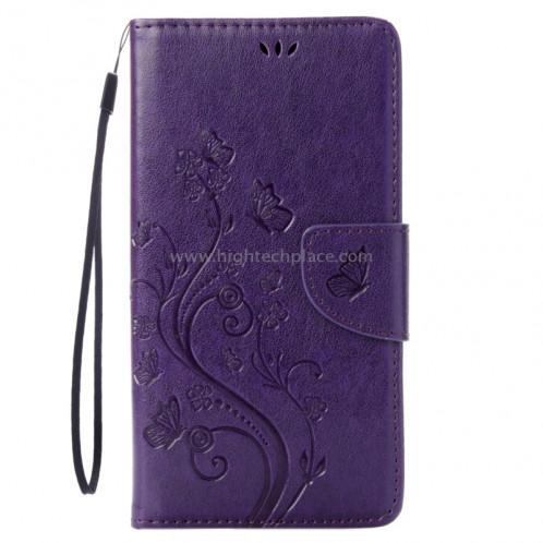 Pour iPhone 8 & 7 Pressed Flowers Etui à rabat en cuir avec porte-cartes et porte-cartes (Violet) SP222P8-09