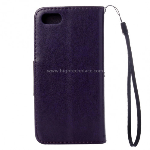 Pour iPhone 8 & 7 Pressed Flowers Etui à rabat en cuir avec porte-cartes et porte-cartes (Violet) SP222P8-09