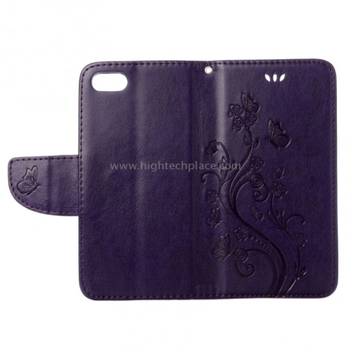 Pour iPhone 8 & 7 Pressed Flowers Etui à rabat en cuir avec porte-cartes et porte-cartes (Violet) SP222P8-09