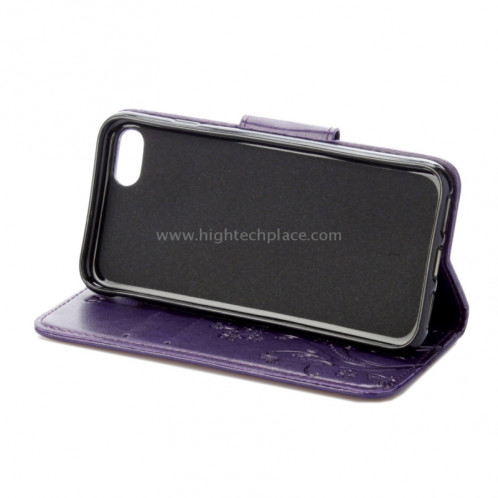 Pour iPhone 8 & 7 Pressed Flowers Etui à rabat en cuir avec porte-cartes et porte-cartes (Violet) SP222P8-09