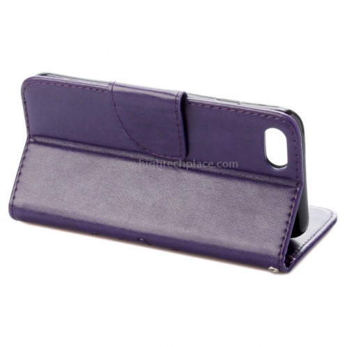 Pour iPhone 8 & 7 Pressed Flowers Etui à rabat en cuir avec porte-cartes et porte-cartes (Violet) SP222P8-09