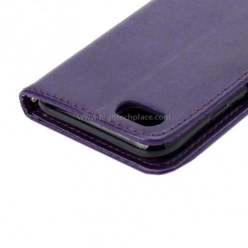 Pour iPhone 8 & 7 Pressed Flowers Etui à rabat en cuir avec porte-cartes et porte-cartes (Violet) SP222P8-09