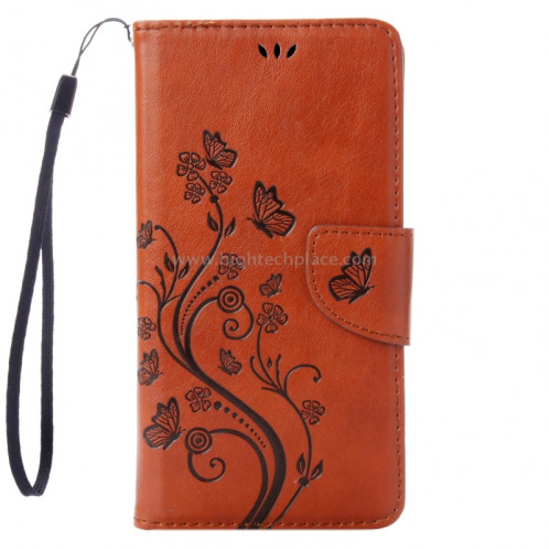 Pour iPhone 8 & 7 Pressed Flowers Etui à rabat en cuir horizontal avec porte-cartes et fentes pour cartes (marron) SP222Z3-09