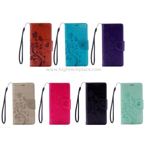 Pour iPhone 8 & 7 Pressed Flowers Etui à rabat horizontal en cuir avec porte-cartes et fentes pour cartes (bleu) SP222L2-09