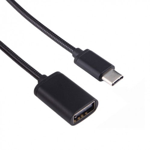 Câble de données de charge de câble OTG de fil métallique mâle de 8,3 cm USB femelle à type-C, 8.3cm USB Femelle vers Type-C Mâle Fil Métallique Câble OTG Câble de Données de Charge (Noir) SH448B932-07
