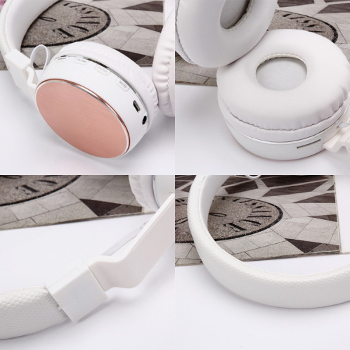 SH-16 serre-tête pliant casque stéréo sans fil Bluetooth, prise en charge de 3,5 mm Audio et appel mains libres et carte TF et FM, pour iPhone, iPad, iPod, Samsung, HTC, Sony, Huawei, Xiaomi et autres appareils audio SH087J1106-06