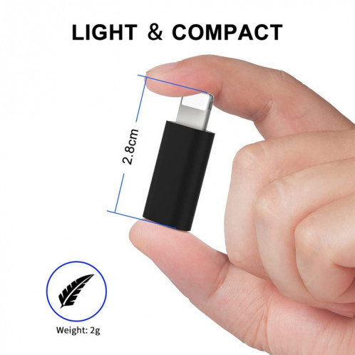 ENKAY HAT-PRINCE HC-6 MINI ABS USB-C / TYPE-C 3.1 à 8 broches Adaptateur de connecteur de port (noir) SE669B1764-06