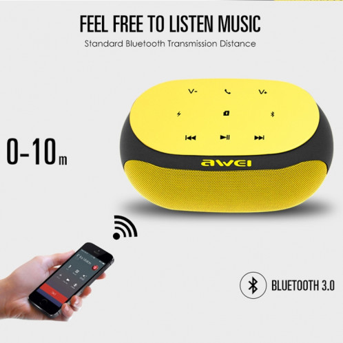 Haut-parleur Bluetooth sans fil awei Y200 avec boutons tactiles, prise en charge des lignes auxiliaires et carte TF (jaune) SA211Y1821-011