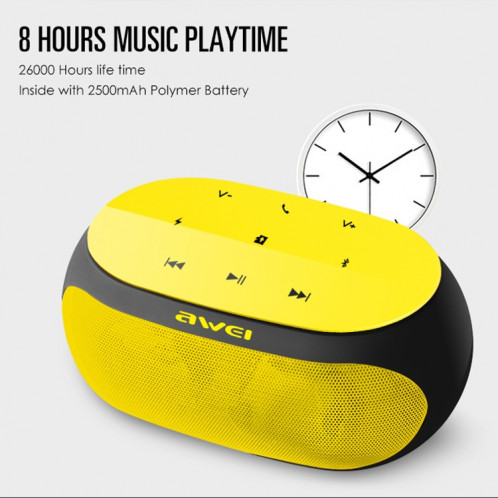 Haut-parleur Bluetooth sans fil awei Y200 avec boutons tactiles, prise en charge des lignes auxiliaires et carte TF (jaune) SA211Y1821-011