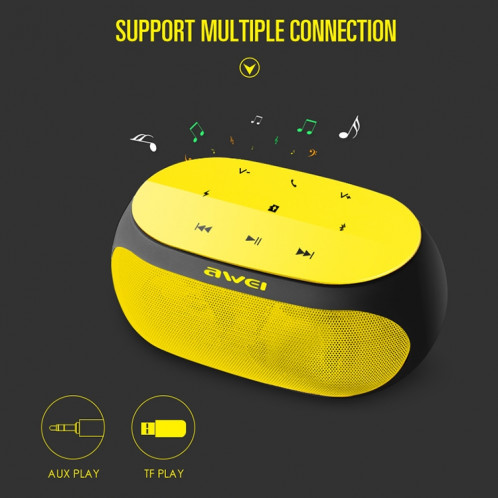 Haut-parleur Bluetooth sans fil awei Y200 avec boutons tactiles, prise en charge des lignes auxiliaires et carte TF (jaune) SA211Y1821-011