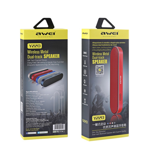 awei y220 haut-parleur bluetooth sans fil portable v4.2 avec HD clair son stéréo 3D et suppression du bruit, support carte TF / AUX (bleu) SA213L837-013