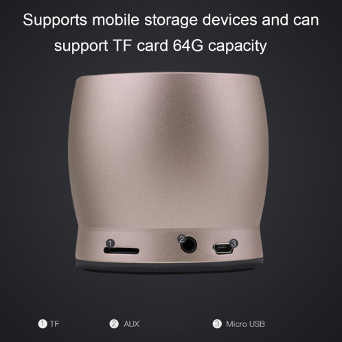 Awei Y500 Mini haut-parleur Bluetooth sans fil portable avec stéréo 3D, micro intégré, carte de support TF / AUX (or) SA222J731-011