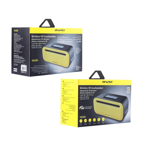 Haut-parleur Bluetooth sans fil awei Y600 avec stéréo 3D, microphone intégré, carte de support TF / AUX / NFC (jaune) SA225Y214-012