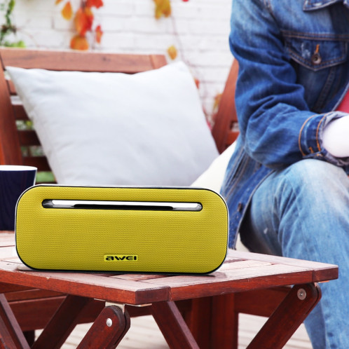 Haut-parleur Bluetooth sans fil awei Y600 avec stéréo 3D, microphone intégré, carte de support TF / AUX / NFC (jaune) SA225Y214-012