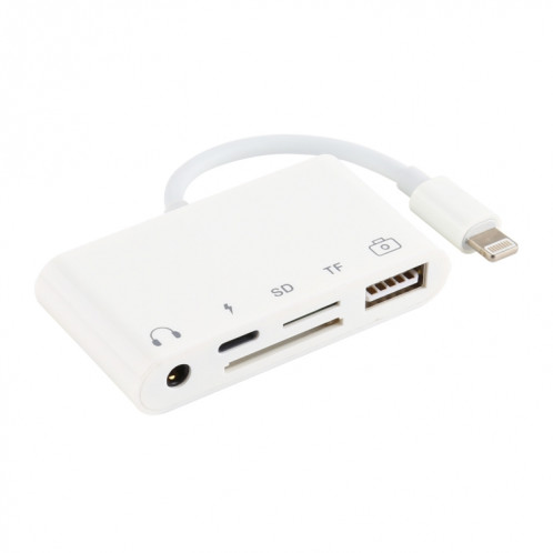 5 en 1 8 broches vers HUB USB et USB-C / Type-C et écouteurs 3,5 mm et lecteur de carte SD et TF SH3454536-07