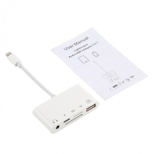 5 en 1 8 broches vers HUB USB et USB-C / Type-C et écouteurs 3,5 mm et lecteur de carte SD et TF SH3454536-07