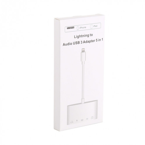 5 en 1 8 broches vers HUB USB et USB-C / Type-C et écouteurs 3,5 mm et lecteur de carte SD et TF SH3454536-07