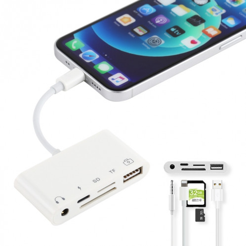 5 en 1 8 broches vers HUB USB et USB-C / Type-C et écouteurs 3,5 mm et lecteur de carte SD et TF SH3454536-07