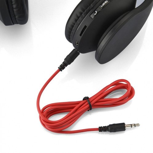 Casque d'écoute Bluetooth sans fil stéréo pliant BTH-811 avec lecteur MP3 Radio FM, pour Xiaomi, iPhone, iPad, iPod, Samsung, HTC, Sony, Huawei et autres appareils audio (noir) SH654B1343-08