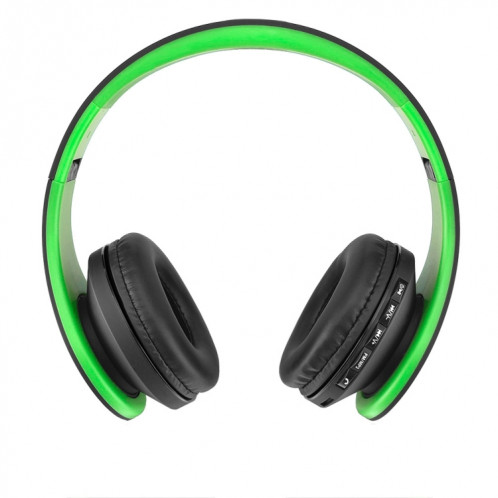 Casque d'écoute Bluetooth sans fil stéréo pliant BTH-811 avec lecteur MP3 Radio FM, pour Xiaomi, iPhone, iPad, iPod, Samsung, HTC, Sony, Huawei et autres appareils audio (vert) SH654G264-08