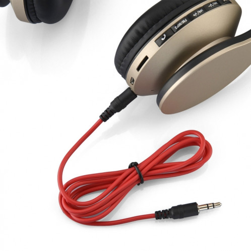 Casque d'écoute Bluetooth sans fil stéréo pliant BTH-811 avec lecteur MP3 Radio FM, pour Xiaomi, iPhone, iPad, iPod, Samsung, HTC, Sony, Huawei et autres appareils audio (or) SH654J925-08