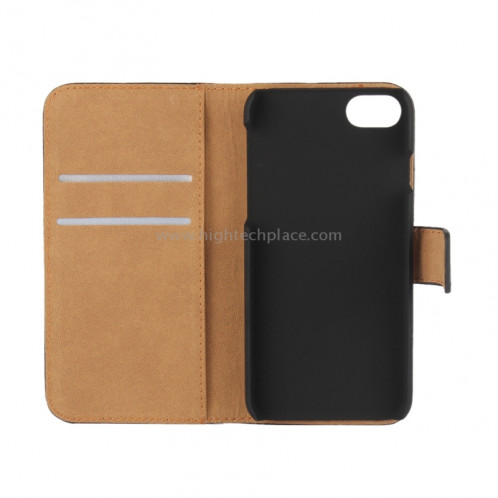 Pour iPhone 8 & 7 Etui en cuir véritable à rabat avec fermeture éclair et porte-cartes (Jaune) SP566Y1487-07