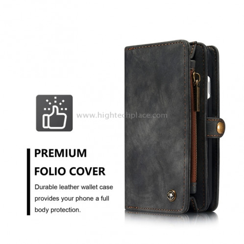 CaseMe pour iPhone 8 et 7 Porte-documents multifonctions en cuir avec étui de protection magnétique détachable pour PC et porte-cartes et 10 emplacements pour cartes et 3 fentes pour billets et 1 porte-cartes à SC573B0-012