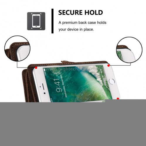 CaseMe pour iPhone 8 et 7 Porte-documents multifonctions en cuir avec étui de protection magnétique détachable et étui de protection et 10 fentes pour cartes et 3 fentes pour billets et 1 portefeuille à fermeture à SC573C7-012