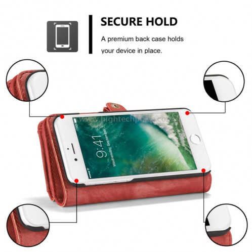 CaseMe pour iPhone 8 et 7 Porte-documents en cuir multifonctions avec étui de protection magnétique détachable et étui de protection et 10 emplacements pour cartes et 3 fentes pour billets et 1 porte-monnaie à SC573R1-012