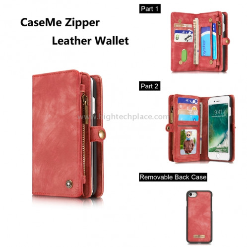 CaseMe pour iPhone 8 et 7 Porte-documents en cuir multifonctions avec étui de protection magnétique détachable et étui de protection et 10 emplacements pour cartes et 3 fentes pour billets et 1 porte-monnaie à SC573R1-012