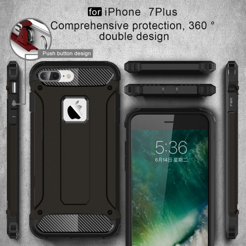 Pour iPhone 8 Plus et 7 Plus Armure Tough TPU + PC Combinaison (Noir) SH032B1403-012