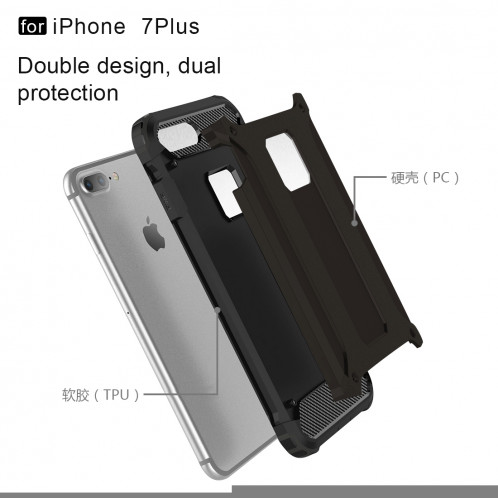 Pour iPhone 8 Plus et 7 Plus Armure Tough TPU + PC Combinaison (Noir) SH032B1403-012