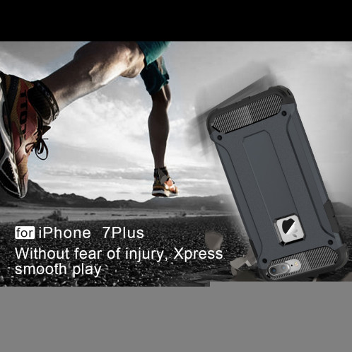 Pour iPhone 8 Plus et 7 Plus Armure Tough Armure TPU + PC (Bleu foncé) SH032D286-012