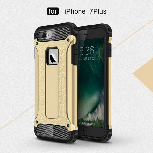 Pour iPhone 8 Plus et 7 Plus Armure Tough TPU + PC combinaison (or) SH032J1696-012