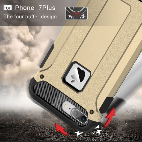 Pour iPhone 8 Plus et 7 Plus Armure Tough TPU + PC combinaison (or) SH032J1696-012