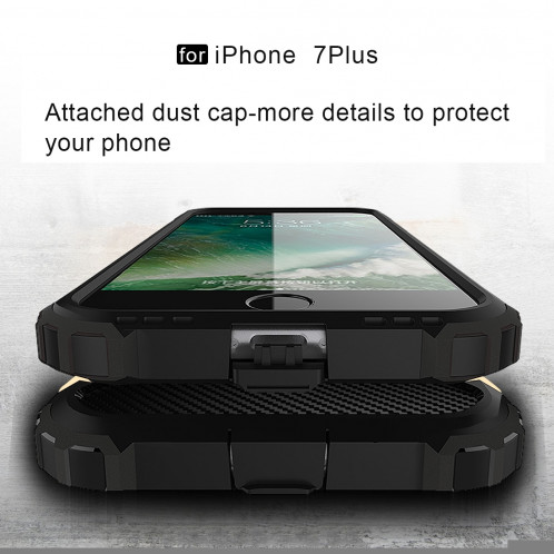 Pour iPhone 8 Plus et 7 Plus Armure Tough TPU + PC combinaison (or) SH032J1696-012