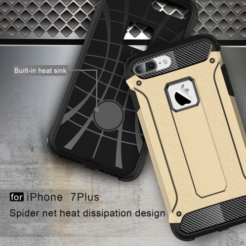 Pour iPhone 8 Plus et 7 Plus Armure Tough TPU + PC combinaison (or) SH032J1696-012
