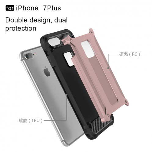 Pour iPhone 8 Plus et 7 Plus Tough Armour TPU + PC Combination Case (Or Rose) SH32RG922-012