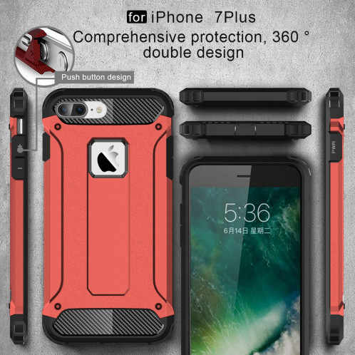 Pour iPhone 8 Plus et 7 Plus Tough Armour TPU + PC combinaison (rouge) SH032R1939-012
