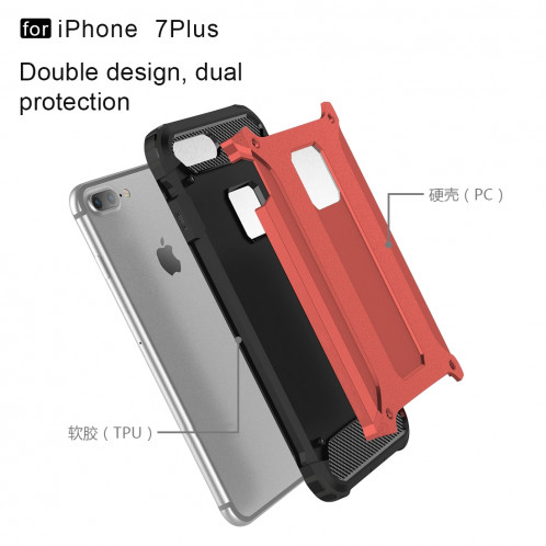 Pour iPhone 8 Plus et 7 Plus Tough Armour TPU + PC combinaison (rouge) SH032R1939-012