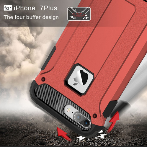 Pour iPhone 8 Plus et 7 Plus Tough Armour TPU + PC combinaison (rouge) SH032R1939-012