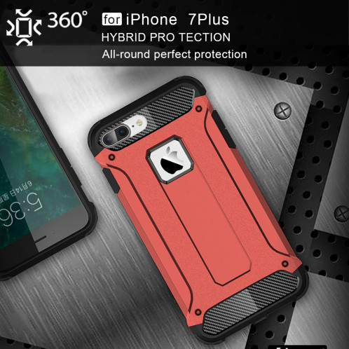 Pour iPhone 8 Plus et 7 Plus Tough Armour TPU + PC combinaison (rouge) SH032R1939-012