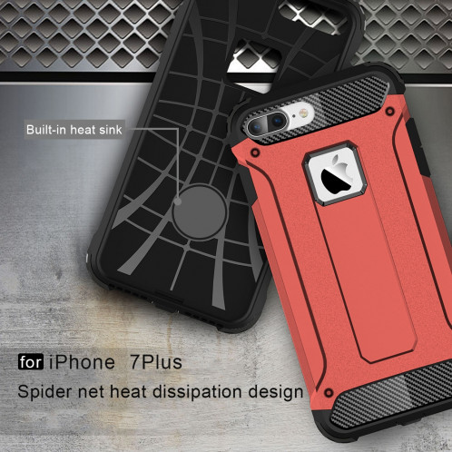 Pour iPhone 8 Plus et 7 Plus Tough Armour TPU + PC combinaison (rouge) SH032R1939-012
