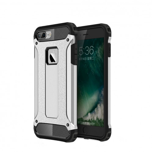 Pour iPhone 8 Plus et 7 Plus Armure Tough TPU + PC Combinaison (Argent) SH032S1874-012