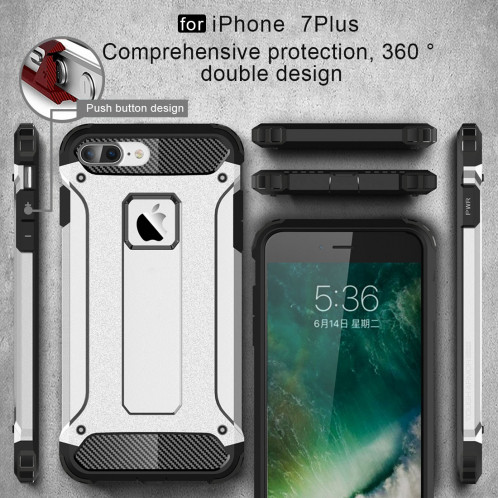 Pour iPhone 8 Plus et 7 Plus Armure Tough TPU + PC Combinaison (Argent) SH032S1874-012