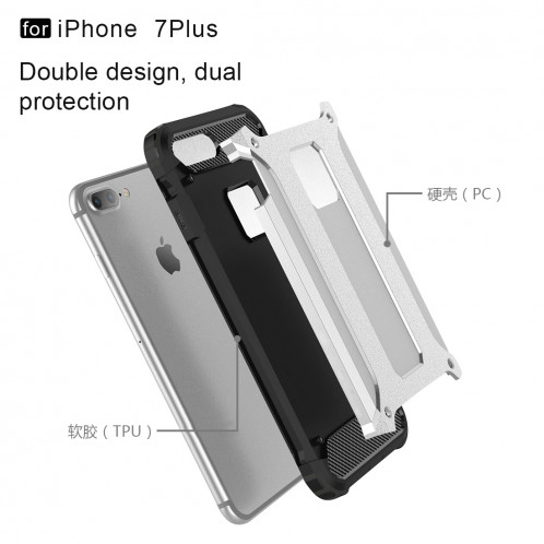 Pour iPhone 8 Plus et 7 Plus Armure Tough TPU + PC Combinaison (Argent) SH032S1874-012