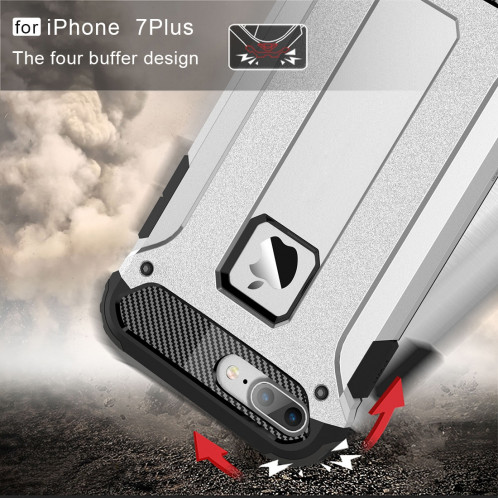 Pour iPhone 8 Plus et 7 Plus Armure Tough TPU + PC Combinaison (Argent) SH032S1874-012
