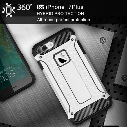 Pour iPhone 8 Plus et 7 Plus Armure Tough TPU + PC Combinaison (Argent) SH032S1874-012