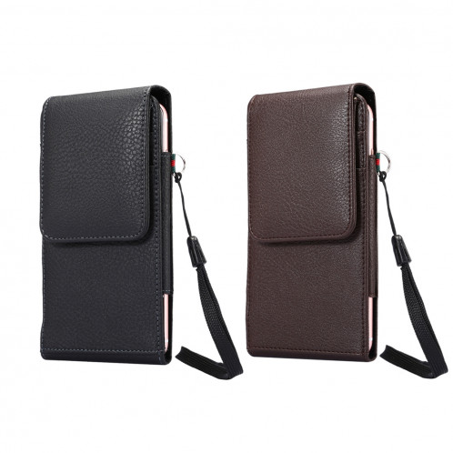 Universal Litchi Texture Housse verticale en cuir / sac de taille avec renfort dorsal et fentes pour cartes & Lanière de 15 cm pour iPhone 8 Plus & 7 Plus & 6 s Plus & 6 Plus, Galaxy Note 8 et Galaxy C9 SH036B1490-011