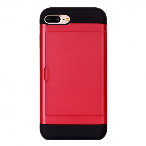 Pour étui combiné en TPU + PC Slide Style pour iPhone 8 Plus & 7 Plus avec fente pour carte (rouge) SH046R1967-06